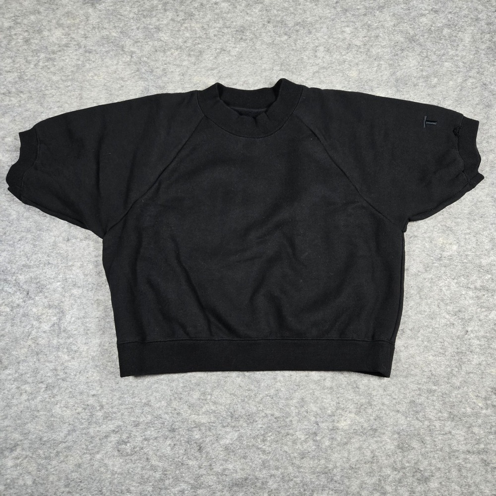 T by Alexander Wang Womens Black Fleece Raglan Short Sleeve Sweatshirt Size S